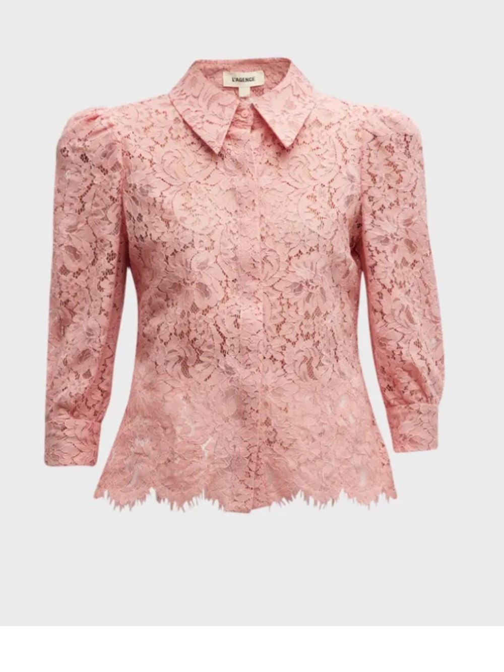 L'AGENCE Pink Lace Button-Down Blouse - Picture 5 of 7